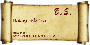Babay Sára névjegykártya